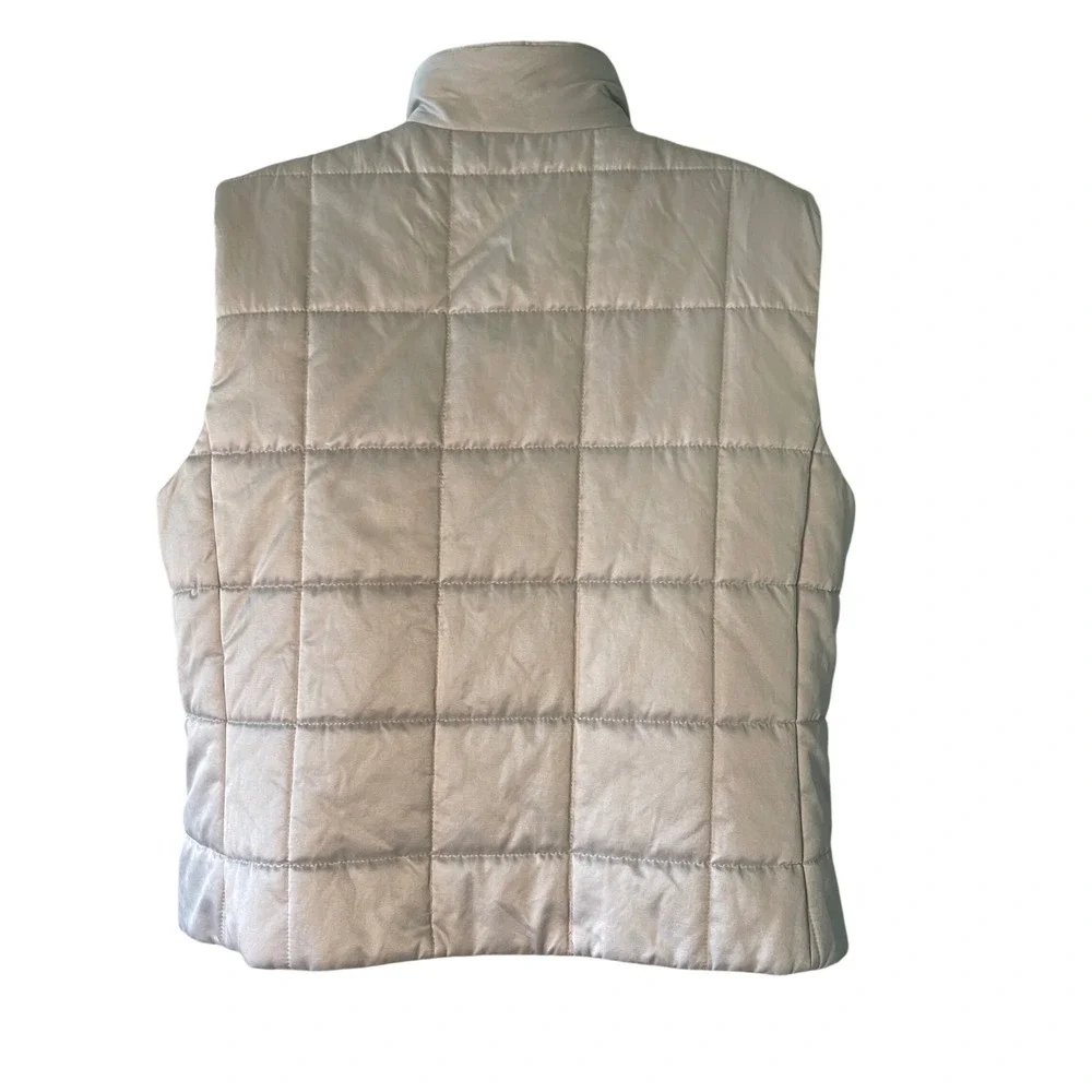 Lauren Ralph Lauren Quilted Puffer Vest Silver Snap Front XL Outdoor Casual